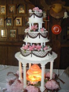Wedding Cake - White, Brown, Pink