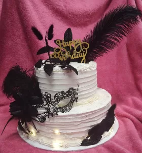 Confections by Lynn Black & White Birthday Cake