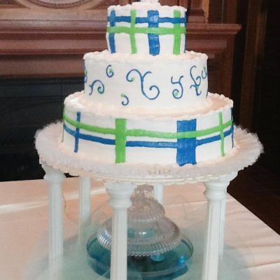 Blue and Green Wedding Cake